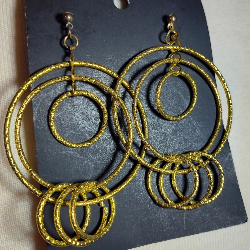 Gold Glitter Hoop Earrings Nwot